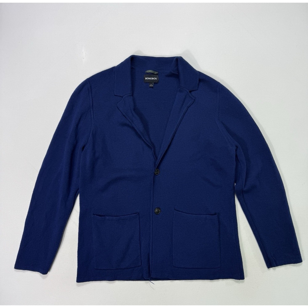 Bonobos Extra Fine Merino Wool Knit Blazer Mens Large Blue BST00927N B5186